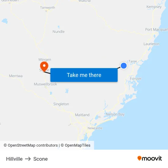 Hillville to Scone map