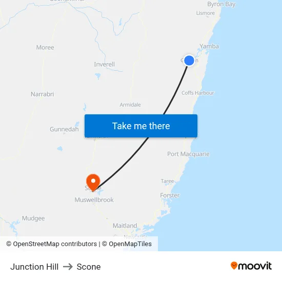 Junction Hill to Scone map