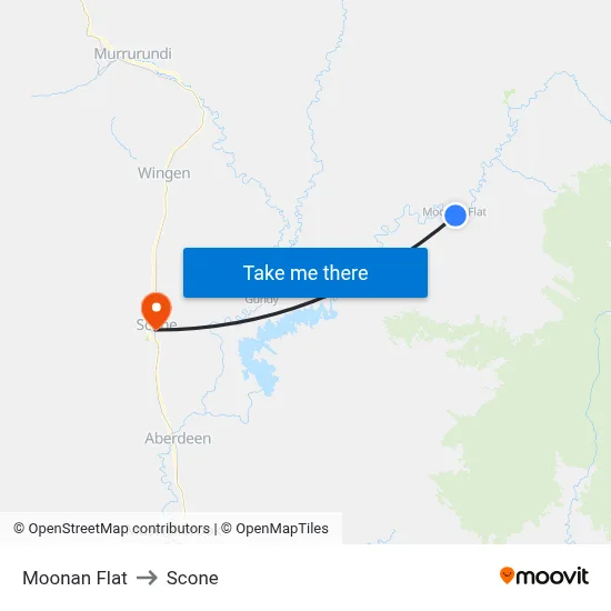 Moonan Flat to Scone map