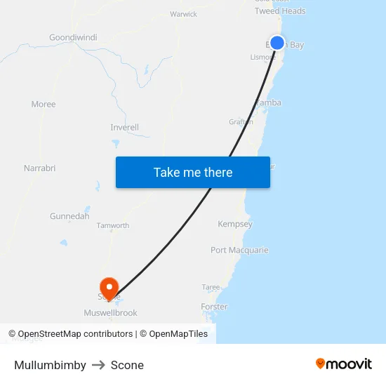Mullumbimby to Scone map