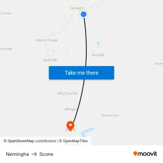 Nemingha to Scone map