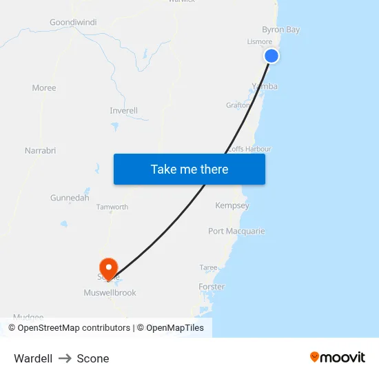 Wardell to Scone map
