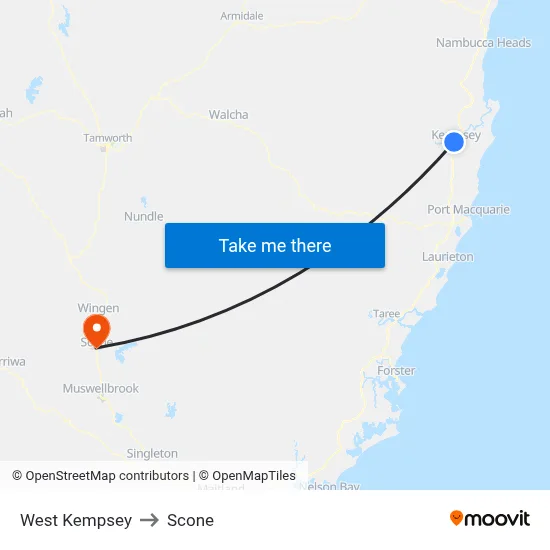 West Kempsey to Scone map
