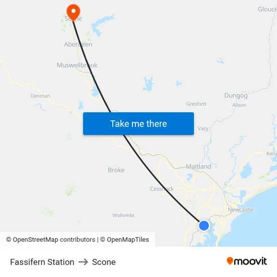 Fassifern Station to Scone map