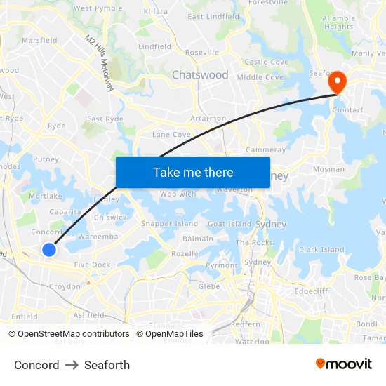 Concord to Seaforth map