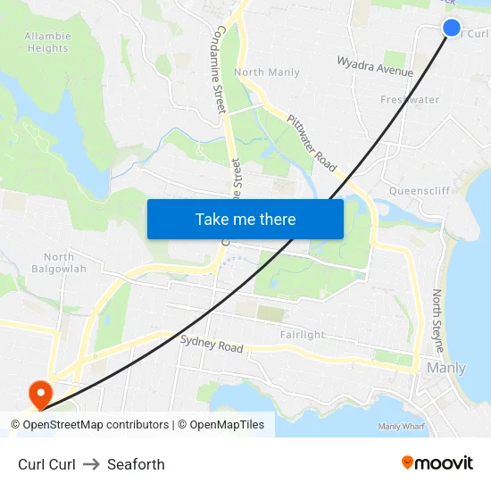 Curl Curl to Seaforth map