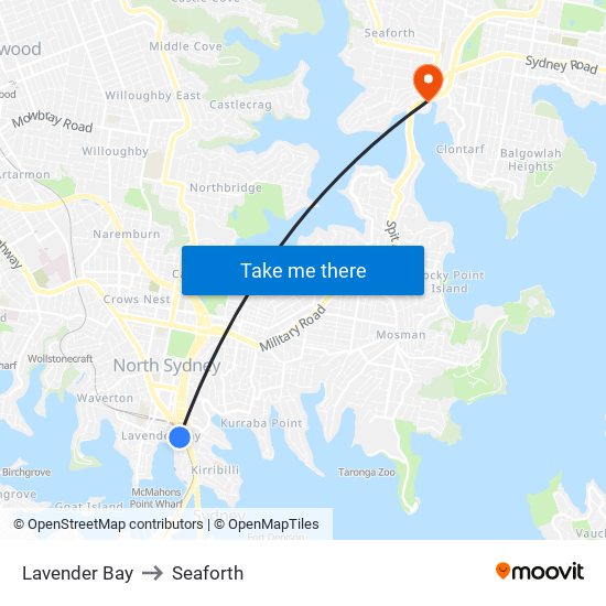 Lavender Bay to Seaforth map