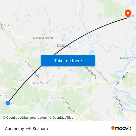 Abernethy to Seaham map