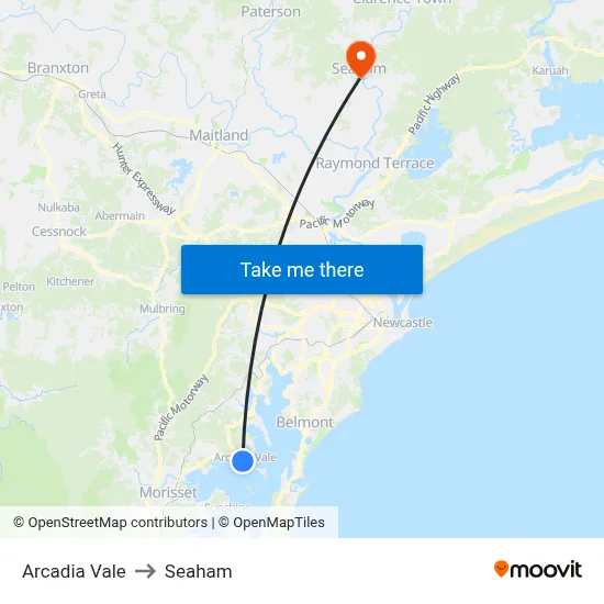 Arcadia Vale to Seaham map