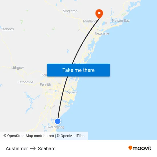 Austinmer to Seaham map