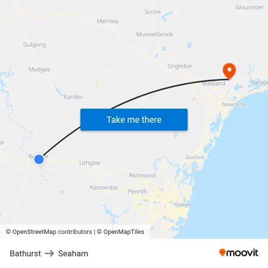Bathurst to Seaham map