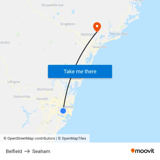 Belfield to Seaham map