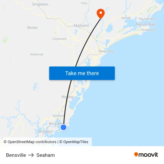 Bensville to Seaham map