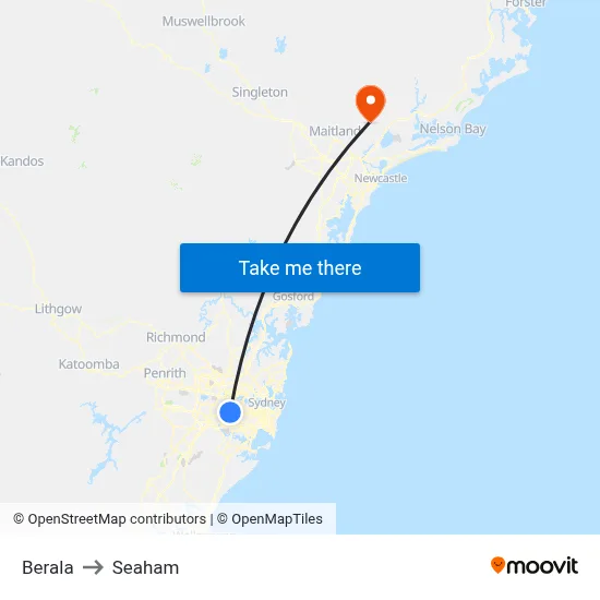 Berala to Seaham map