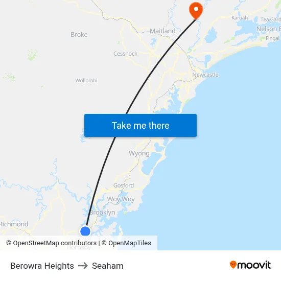 Berowra Heights to Seaham map