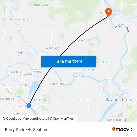Berry Park to Seaham map