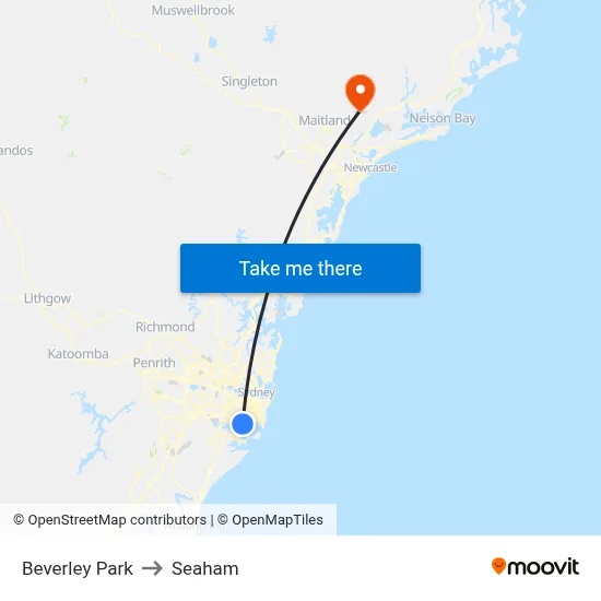 Beverley Park to Seaham map