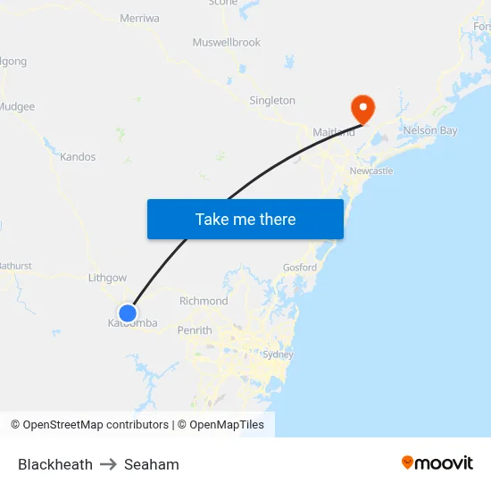 Blackheath to Seaham map
