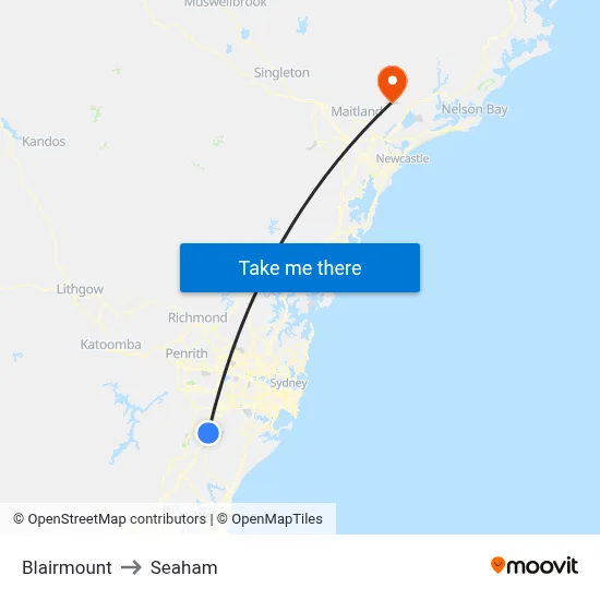 Blairmount to Seaham map