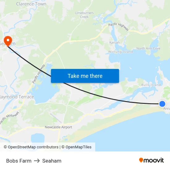Bobs Farm to Seaham map