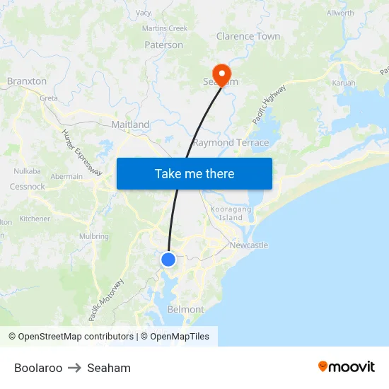 Boolaroo to Seaham map