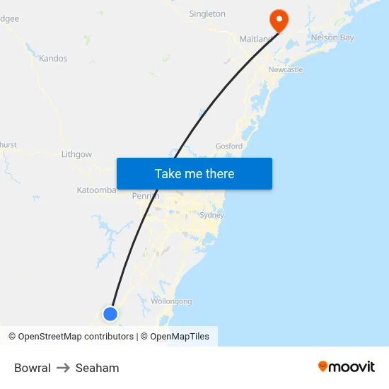 Bowral to Seaham map