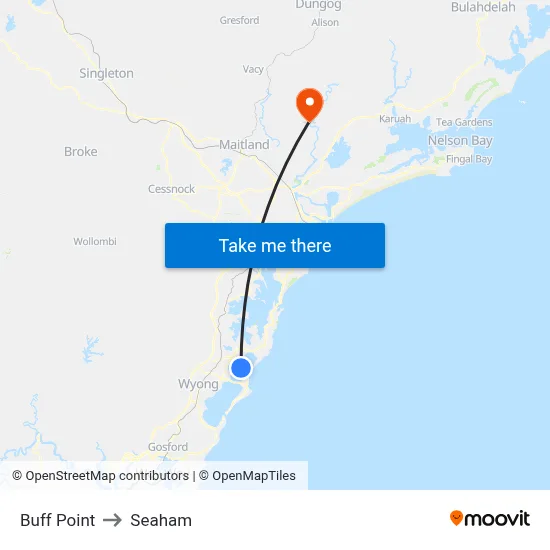Buff Point to Seaham map