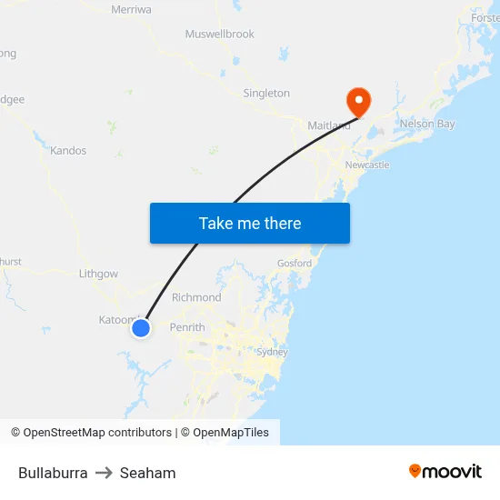 Bullaburra to Seaham map