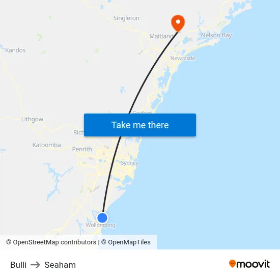 Bulli to Seaham map