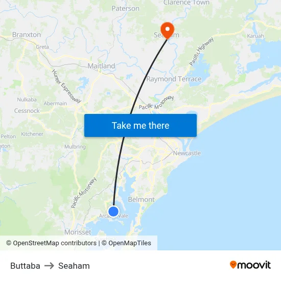 Buttaba to Seaham map