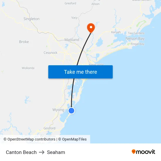 Canton Beach to Seaham map