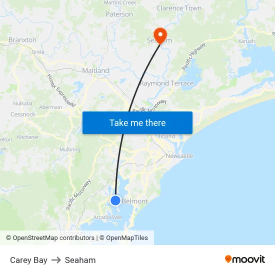 Carey Bay to Seaham map