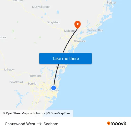 Chatswood West to Seaham map