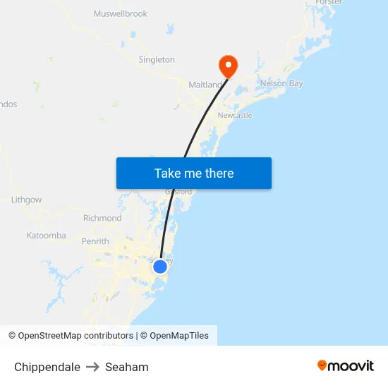 Chippendale to Seaham map