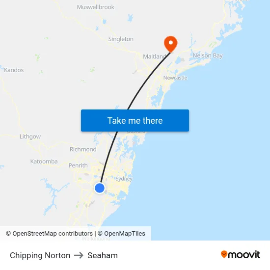 Chipping Norton to Seaham map