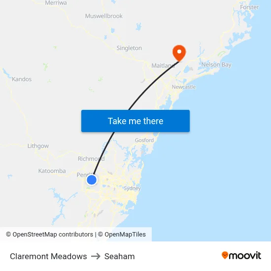 Claremont Meadows to Seaham map