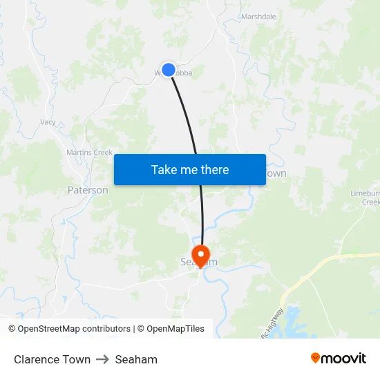 Clarence Town to Seaham map