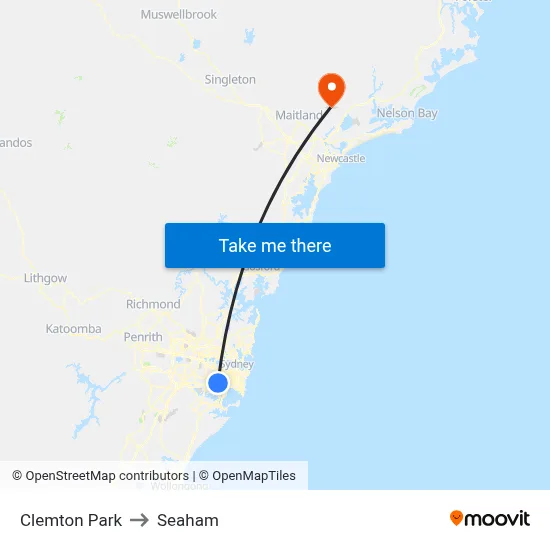 Clemton Park to Seaham map