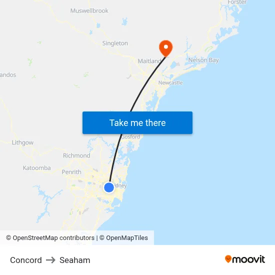 Concord to Seaham map