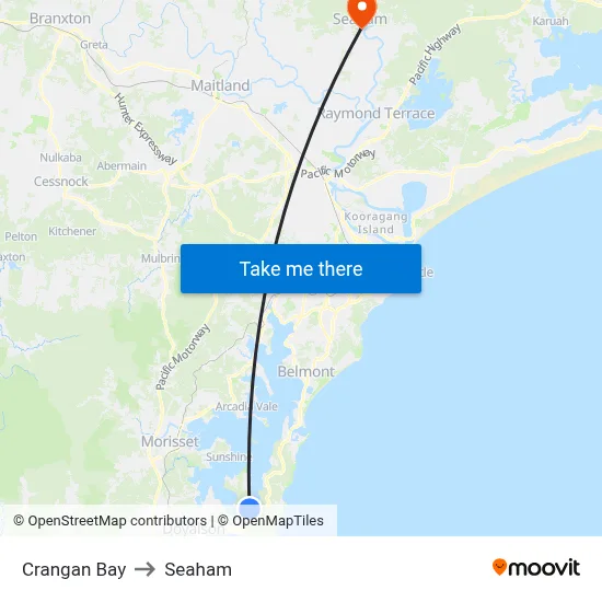 Crangan Bay to Seaham map