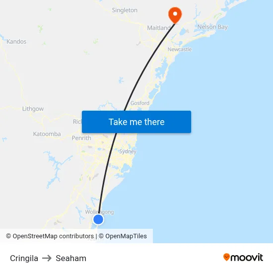 Cringila to Seaham map