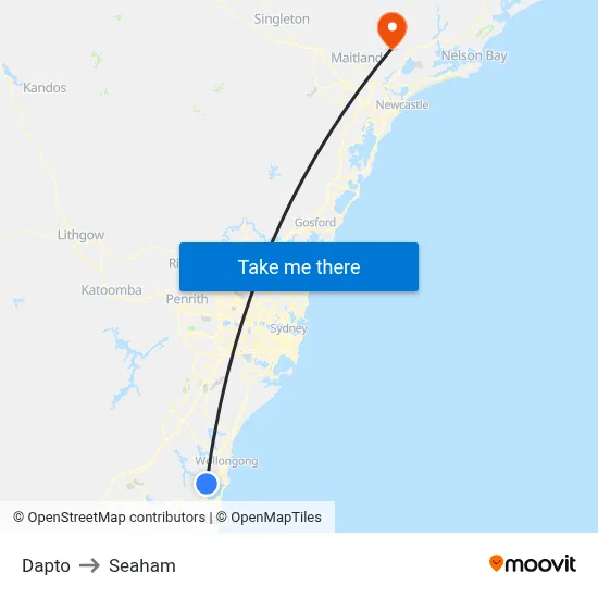 Dapto to Seaham map