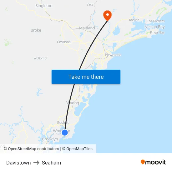 Davistown to Seaham map