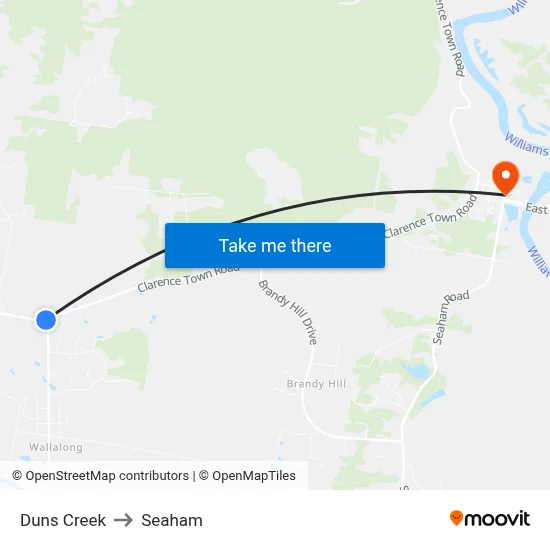 Duns Creek to Seaham map