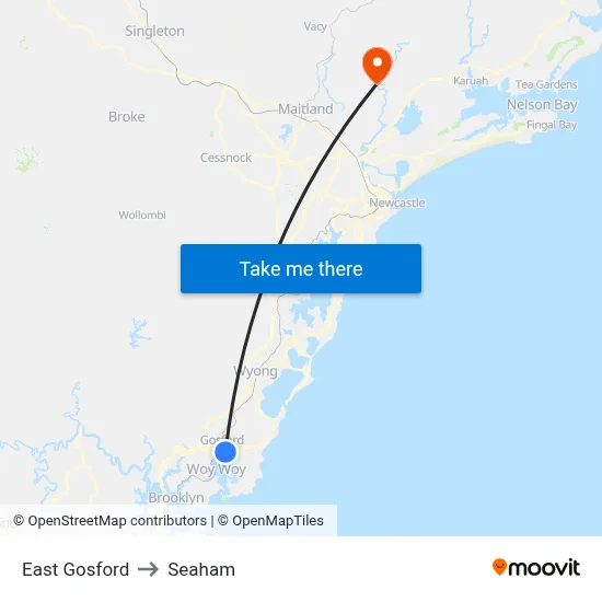 East Gosford to Seaham map