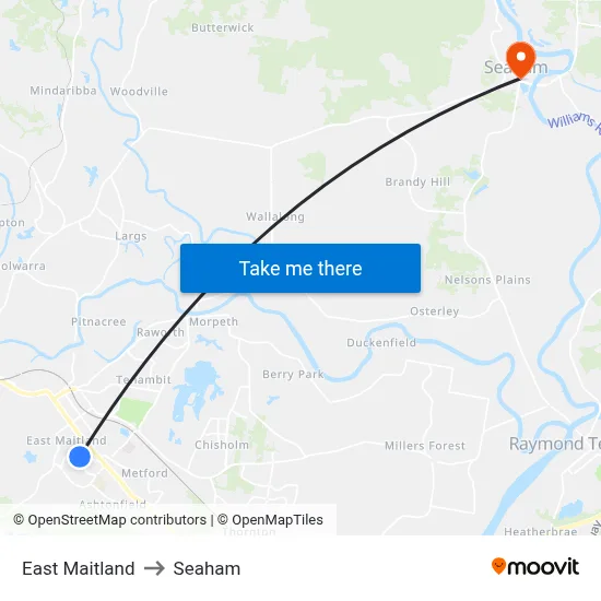 East Maitland to Seaham map