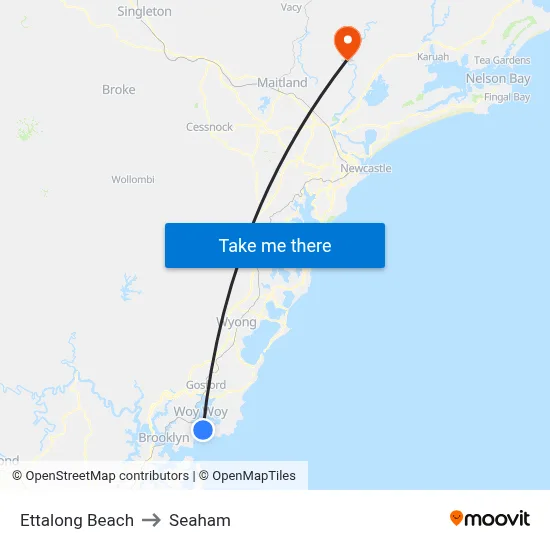 Ettalong Beach to Seaham map
