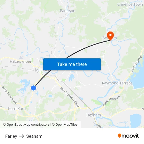Farley to Seaham map