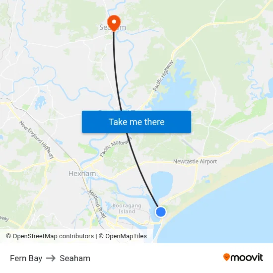 Fern Bay to Seaham map