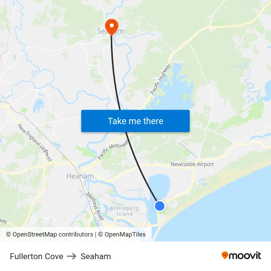 Fullerton Cove to Seaham map